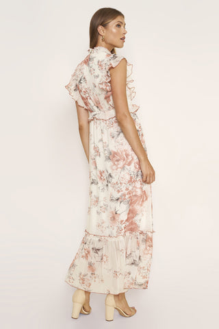 Peach Floral Maxi Dress