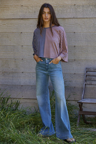 Midnight Blue Mauve Stripe Top