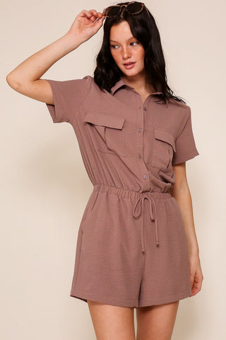 Mocha Button Down Romper