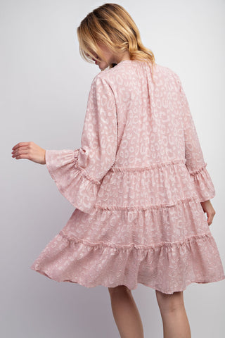 Rose Textured Chiffon Button Down Woven Dress