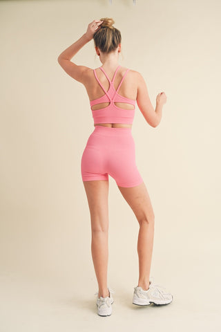 Pink Seamless Short And Tank Set